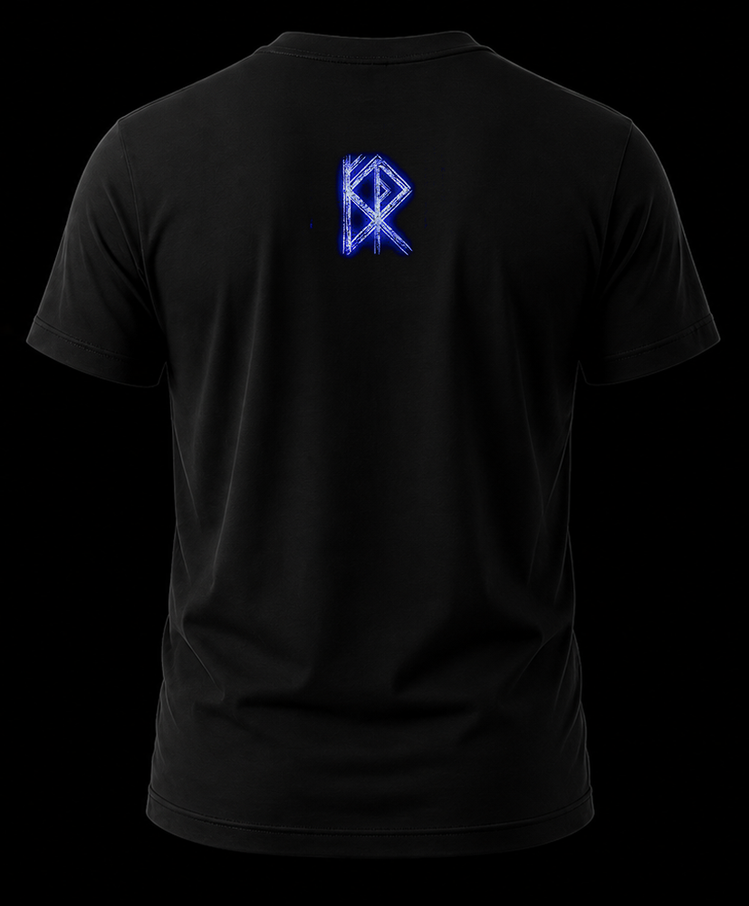 viking compass 1.2 Playera por detras con estampado de runa vikinga en la nuca